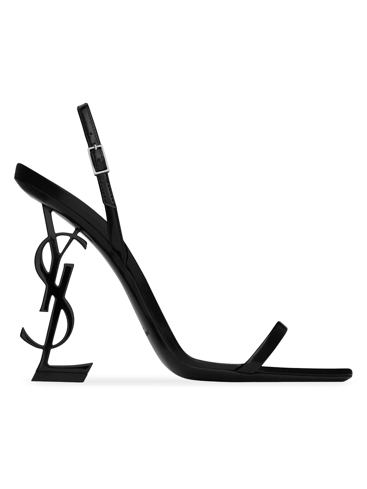 YSL Opyum Slingback Sandals Glazed Leather - Black Logo