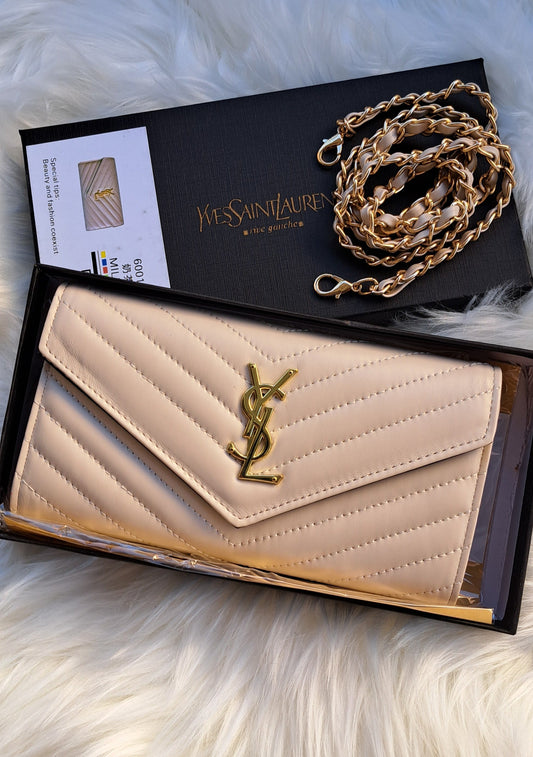 YSL 2 in 1 _ Wallet / Crossbody - Nude