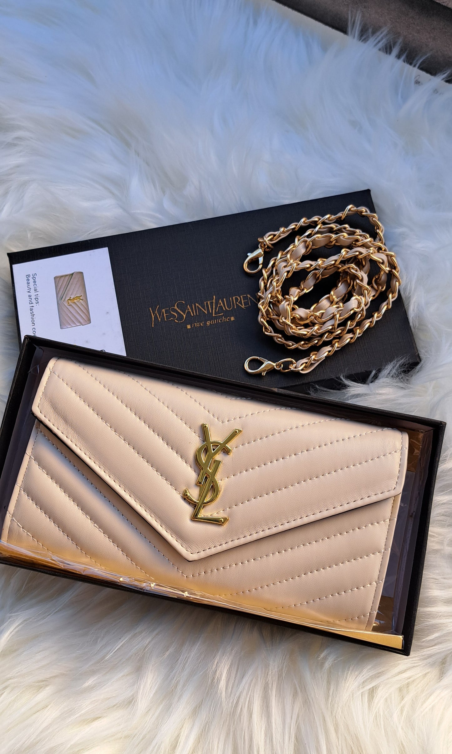 YSL 2 in 1 _ Wallet / Crossbody - Nude