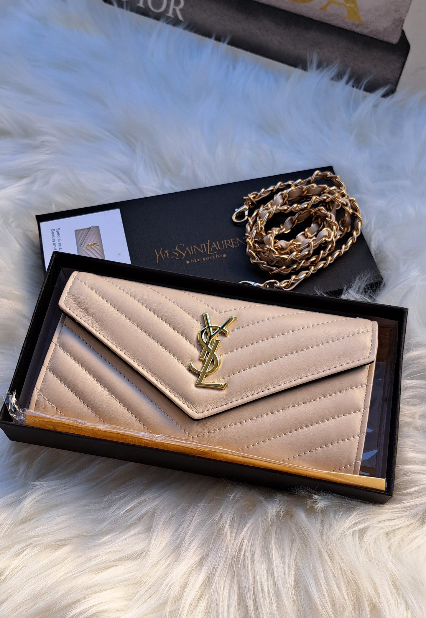 YSL 2 in 1 _ Wallet / Crossbody - Nude