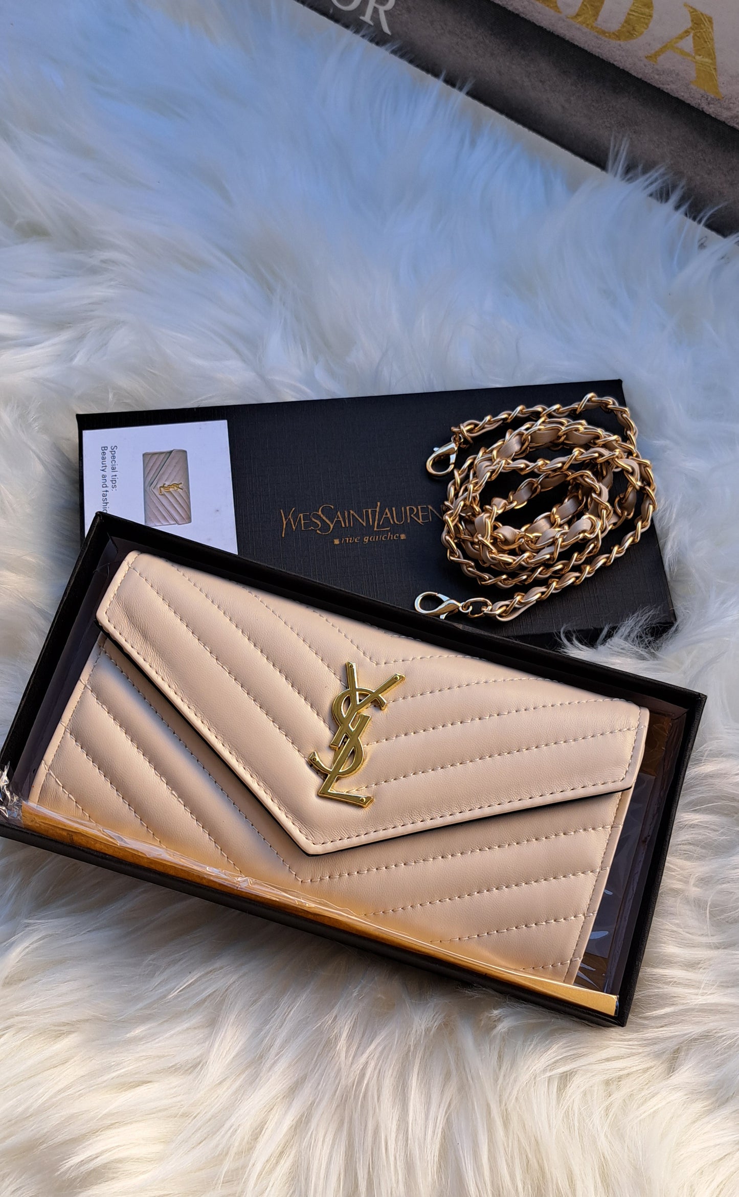 YSL 2 in 1 _ Wallet / Crossbody - Nude