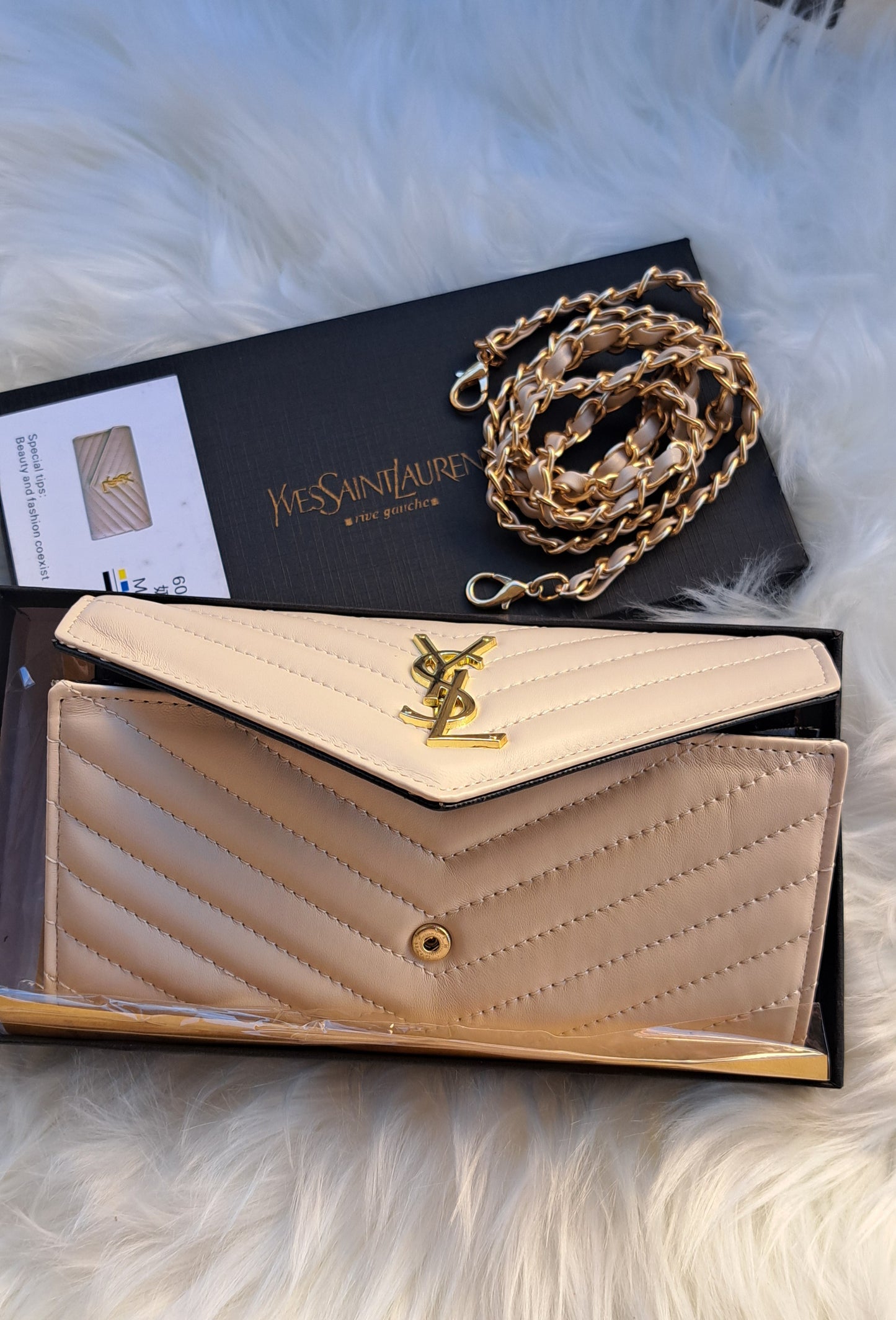 YSL 2 in 1 _ Wallet / Crossbody - Nude