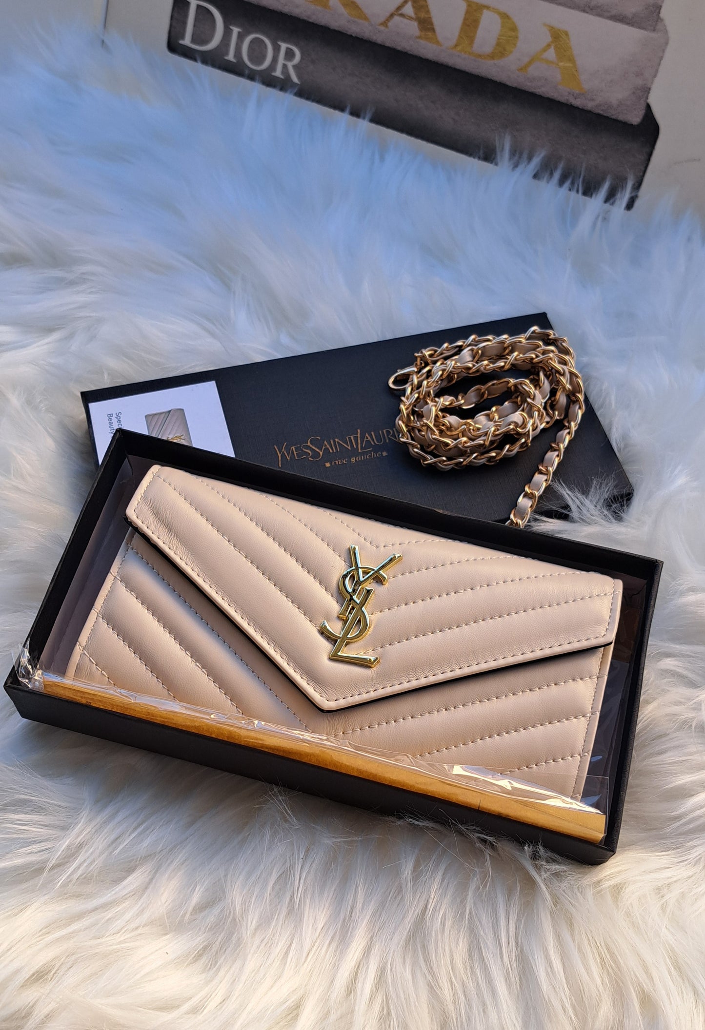 YSL 2 in 1 _ Wallet / Crossbody - Nude