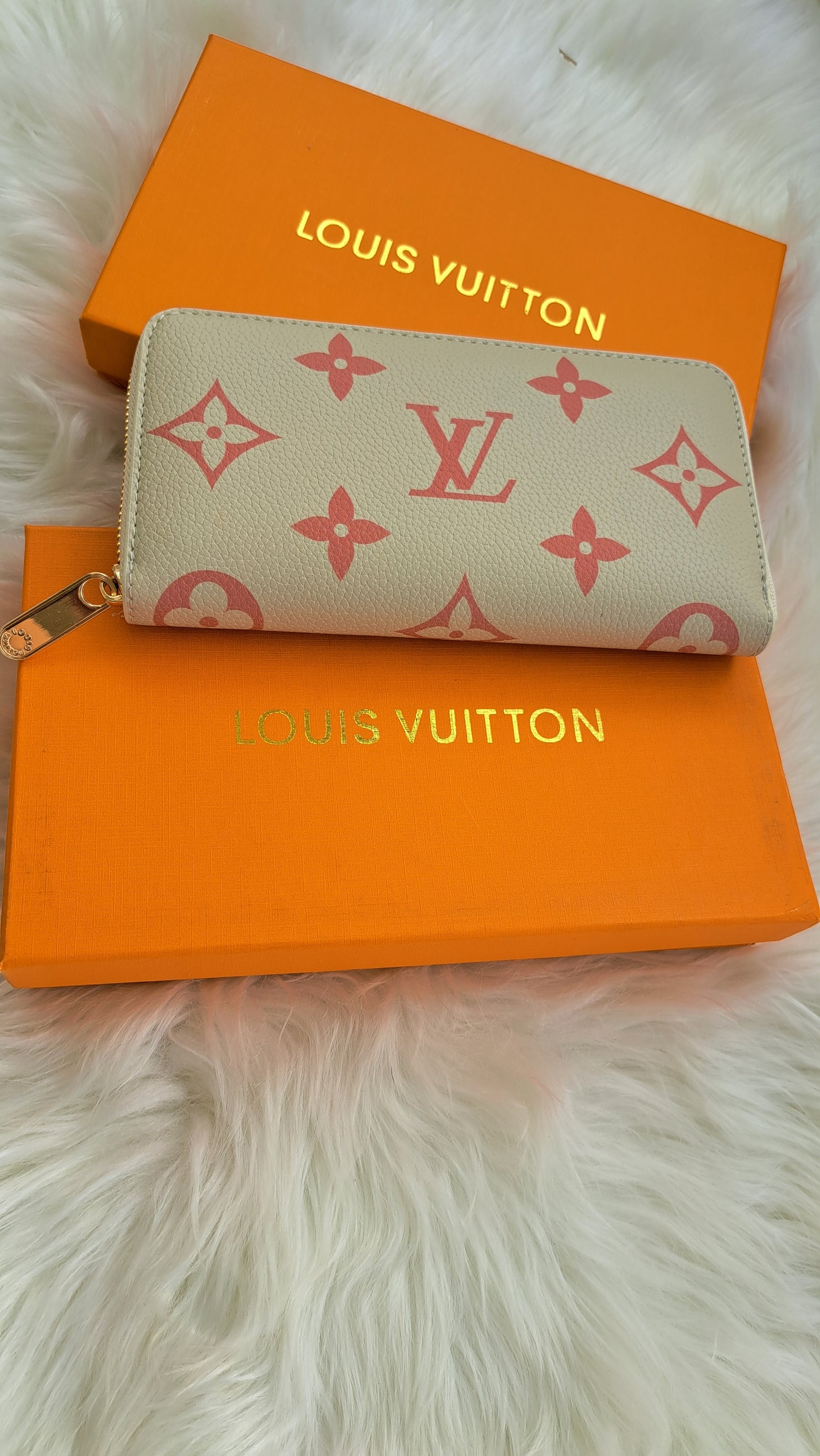 LV Print Wallet - Beige Pink