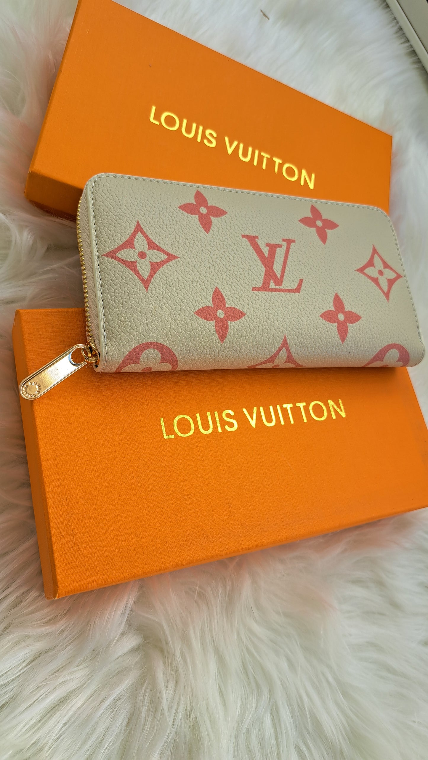 LV Print Wallet - Beige Pink