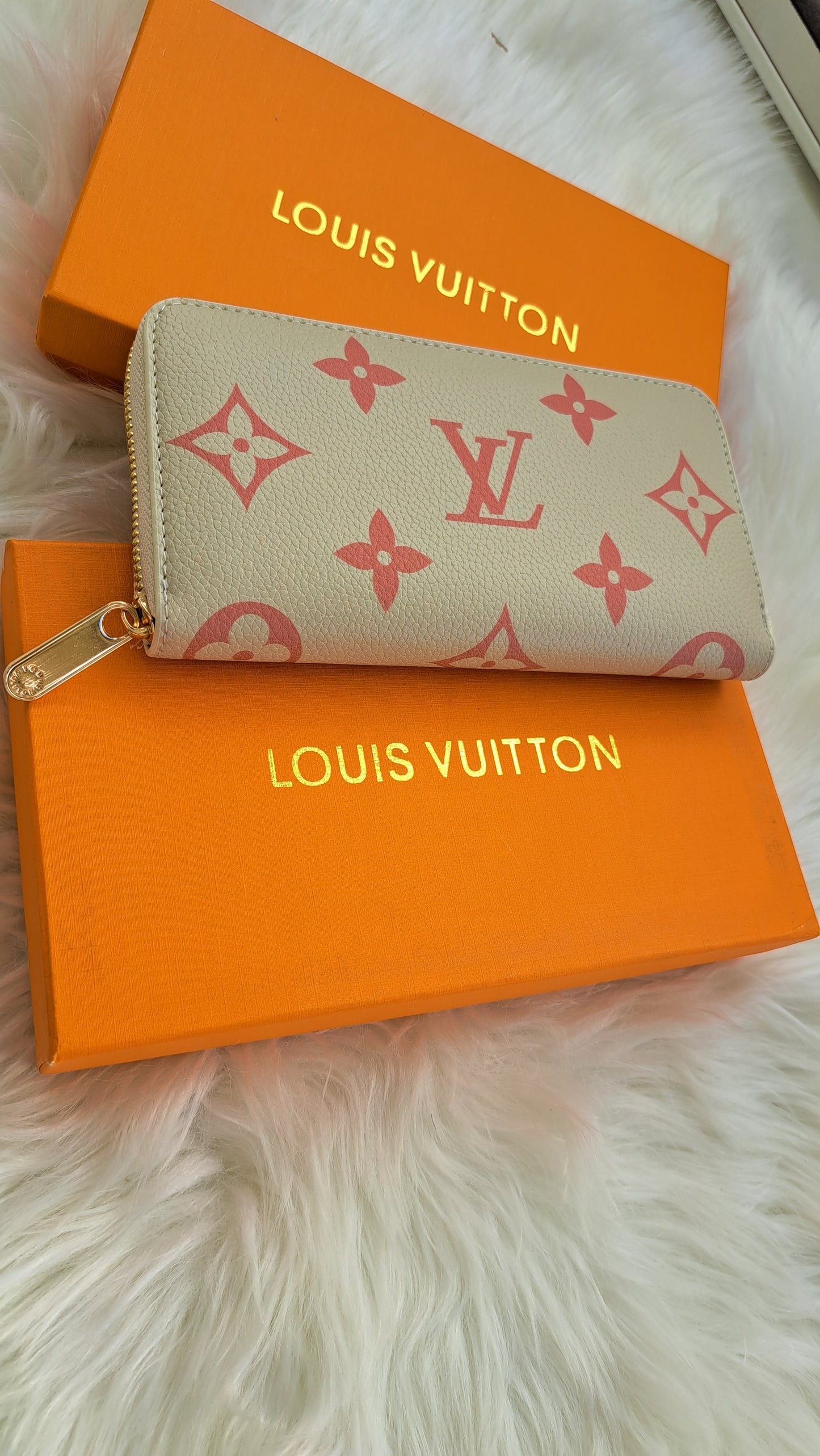 LV Print Wallet - Beige Pink