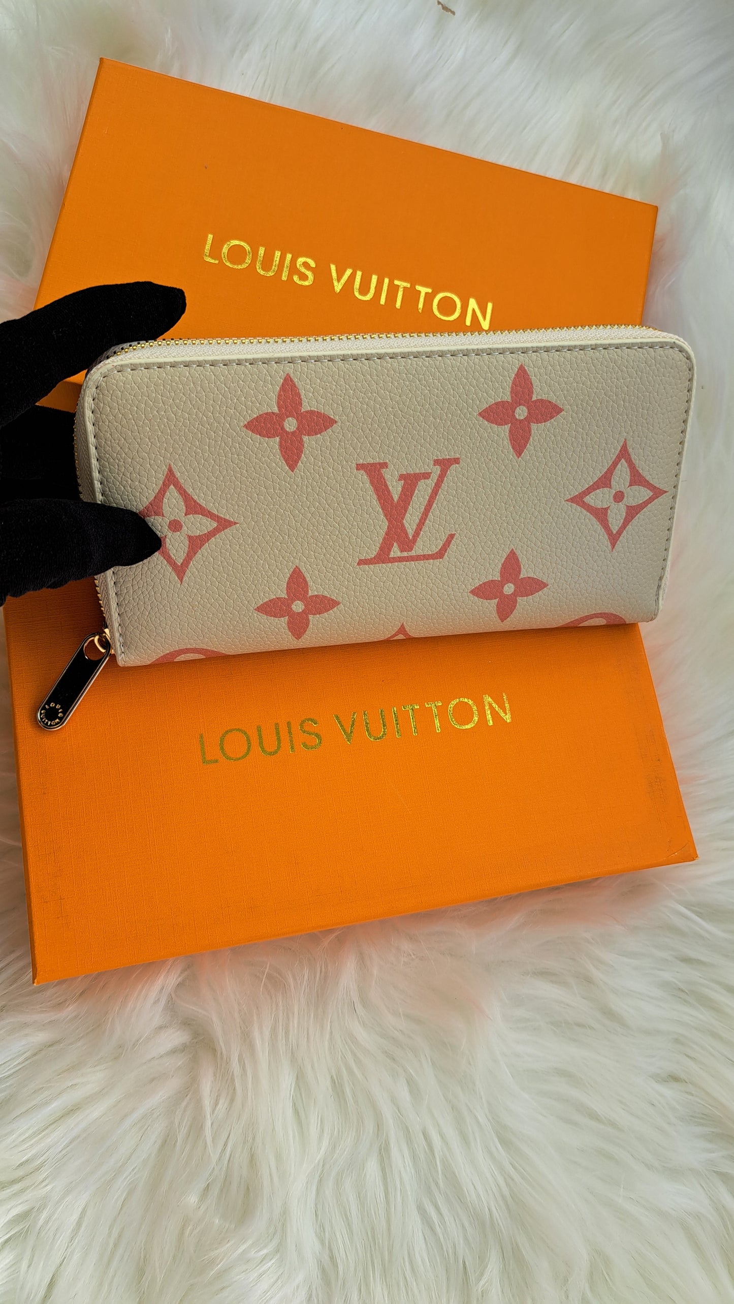 LV Print Wallet - Beige Pink