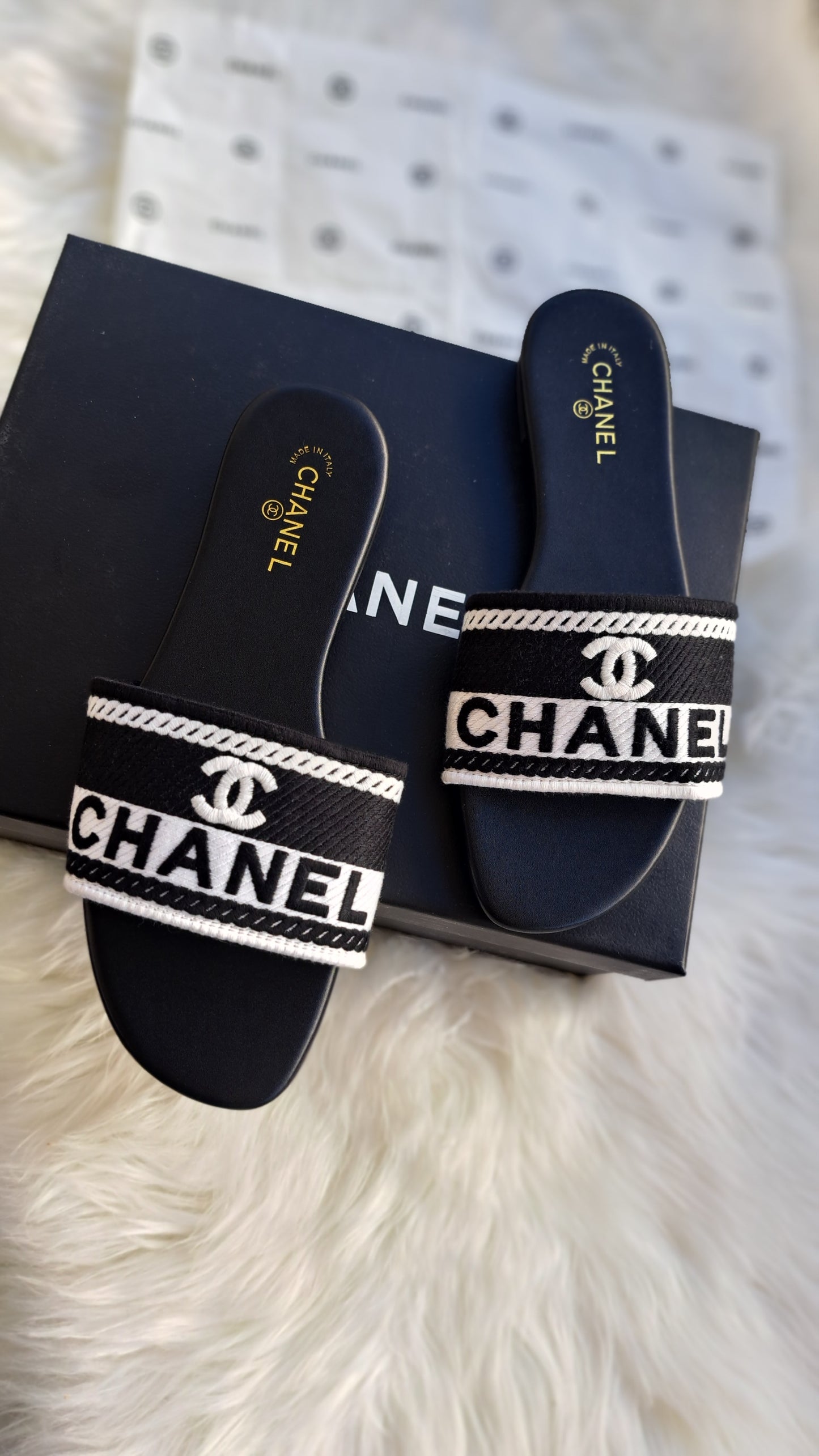 CHANEL Embroidered Sandal - Black