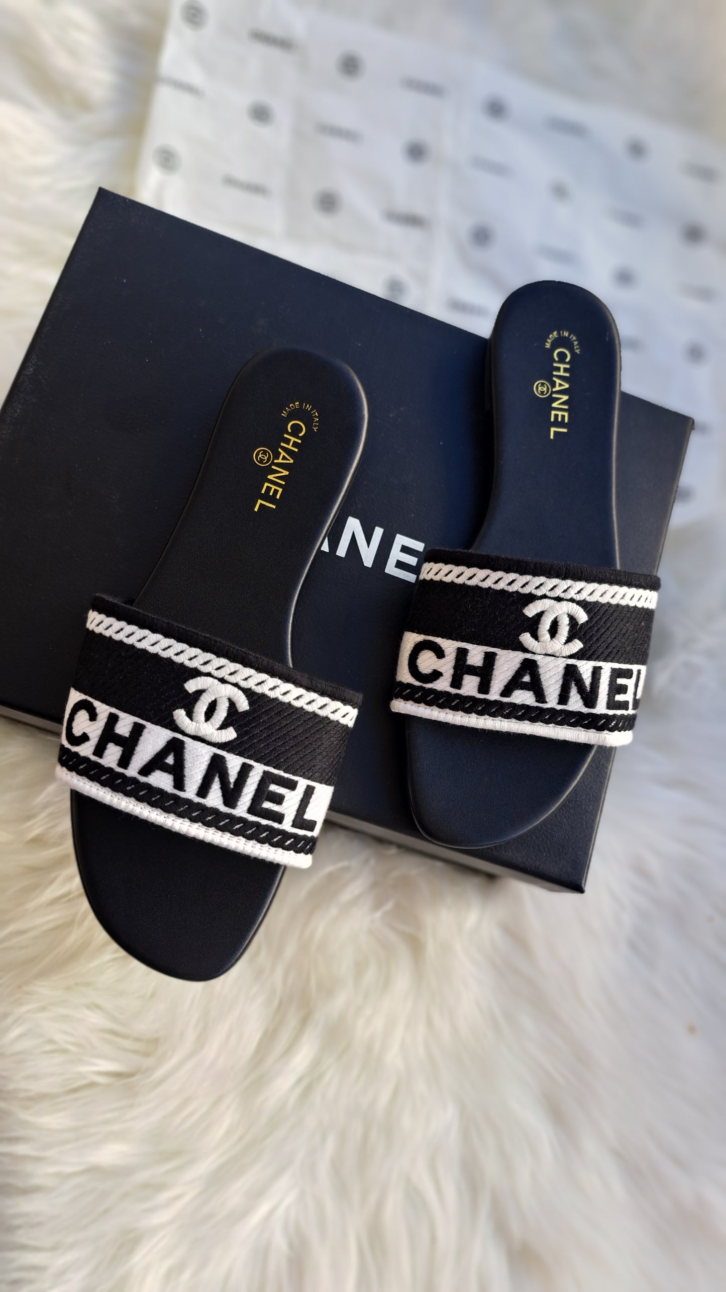 CHANEL Embroidered Sandal - Black