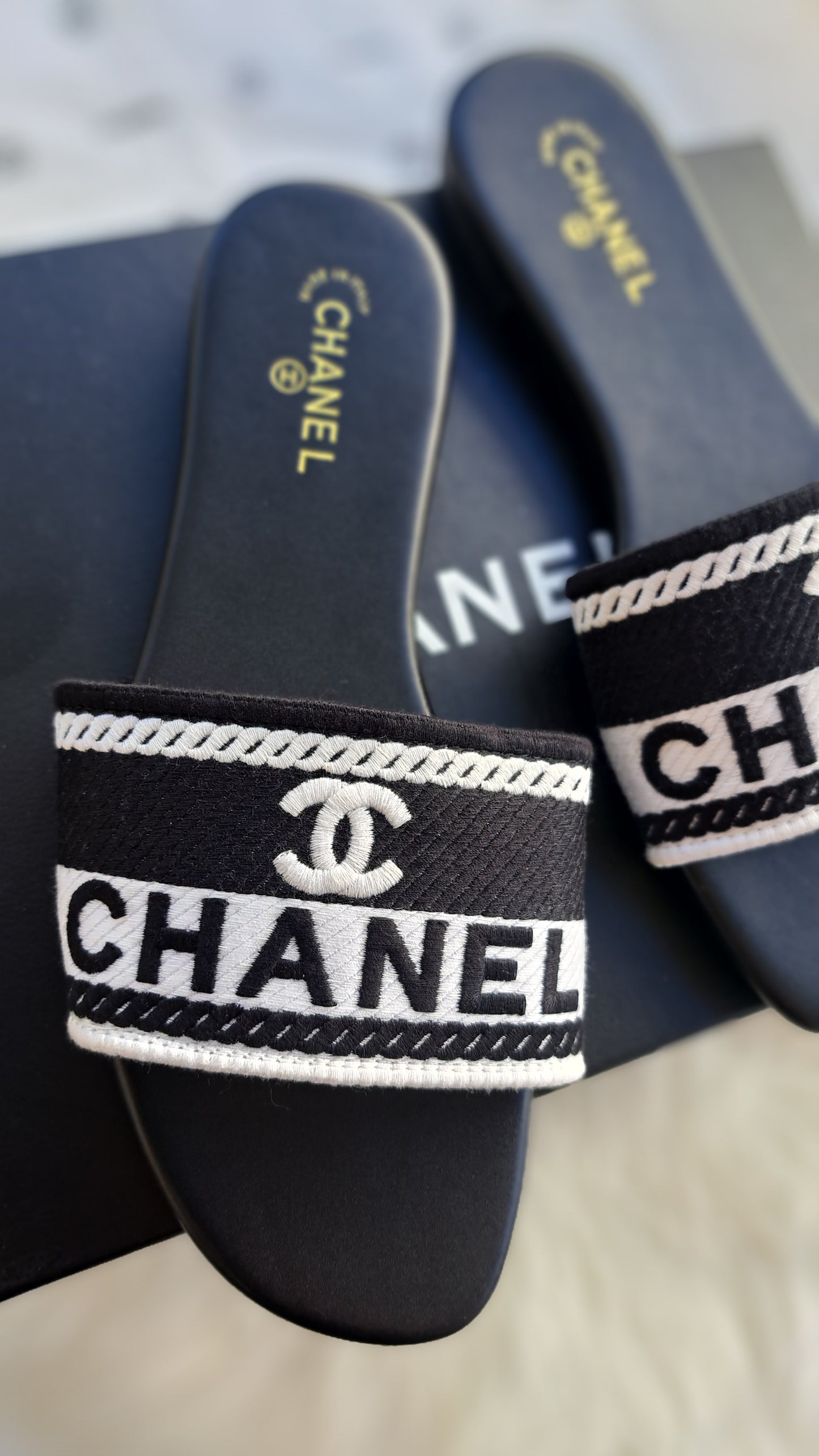 CHANEL Embroidered Sandal - Black