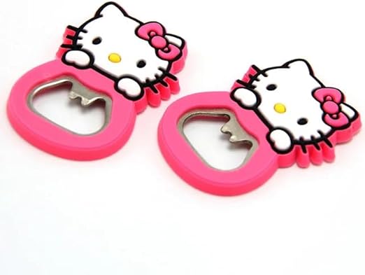 Hello Kitty Cartoon Bottle Opener, 3D Soft Silicone Opener with Fridge Magnet, One Key Opener, Creative shape, Decor Accessories, Gifts for any occasion (Pink Kitty)