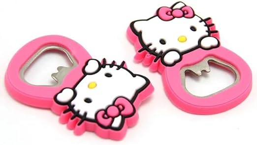 Hello Kitty Cartoon Bottle Opener, 3D Soft Silicone Opener with Fridge Magnet, One Key Opener, Creative shape, Decor Accessories, Gifts for any occasion (Pink Kitty)