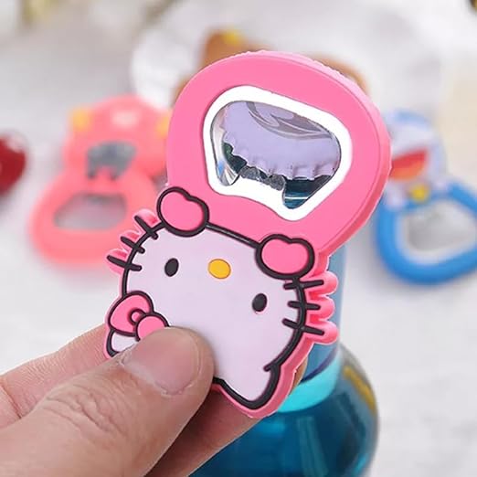 Hello Kitty Cartoon Bottle Opener, 3D Soft Silicone Opener with Fridge Magnet, One Key Opener, Creative shape, Decor Accessories, Gifts for any occasion (Pink Kitty)