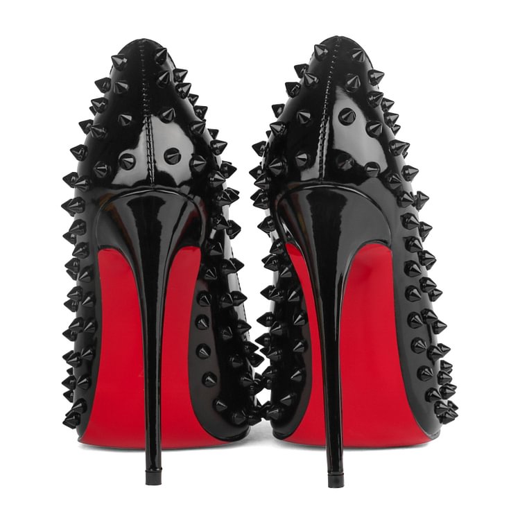 C.LOUBOUTIN - Red Bottom Spike Lady - Rivets Design 12 cm