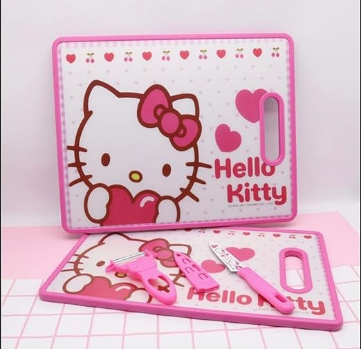 FANCY Hello Kitty, Kitchen Cutting Board with Easy Grip Handle, Solid Chopping Board, Fruits and Vegetables