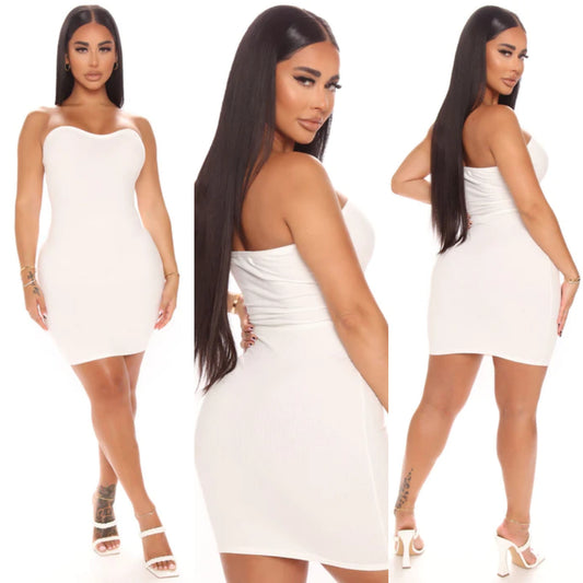 Claire Thick Rib White Dress