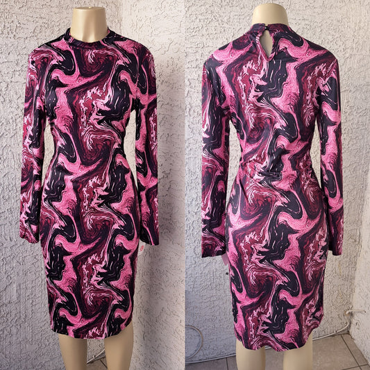 Pink Marble Bodycon Dress