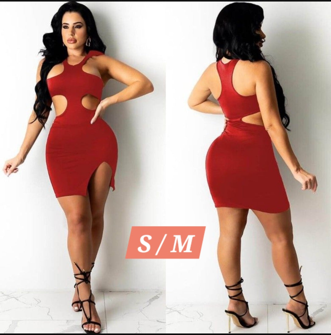 Red Cut Out Bodycon Dress