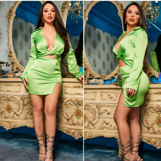 Emerald Satin Cross Dress