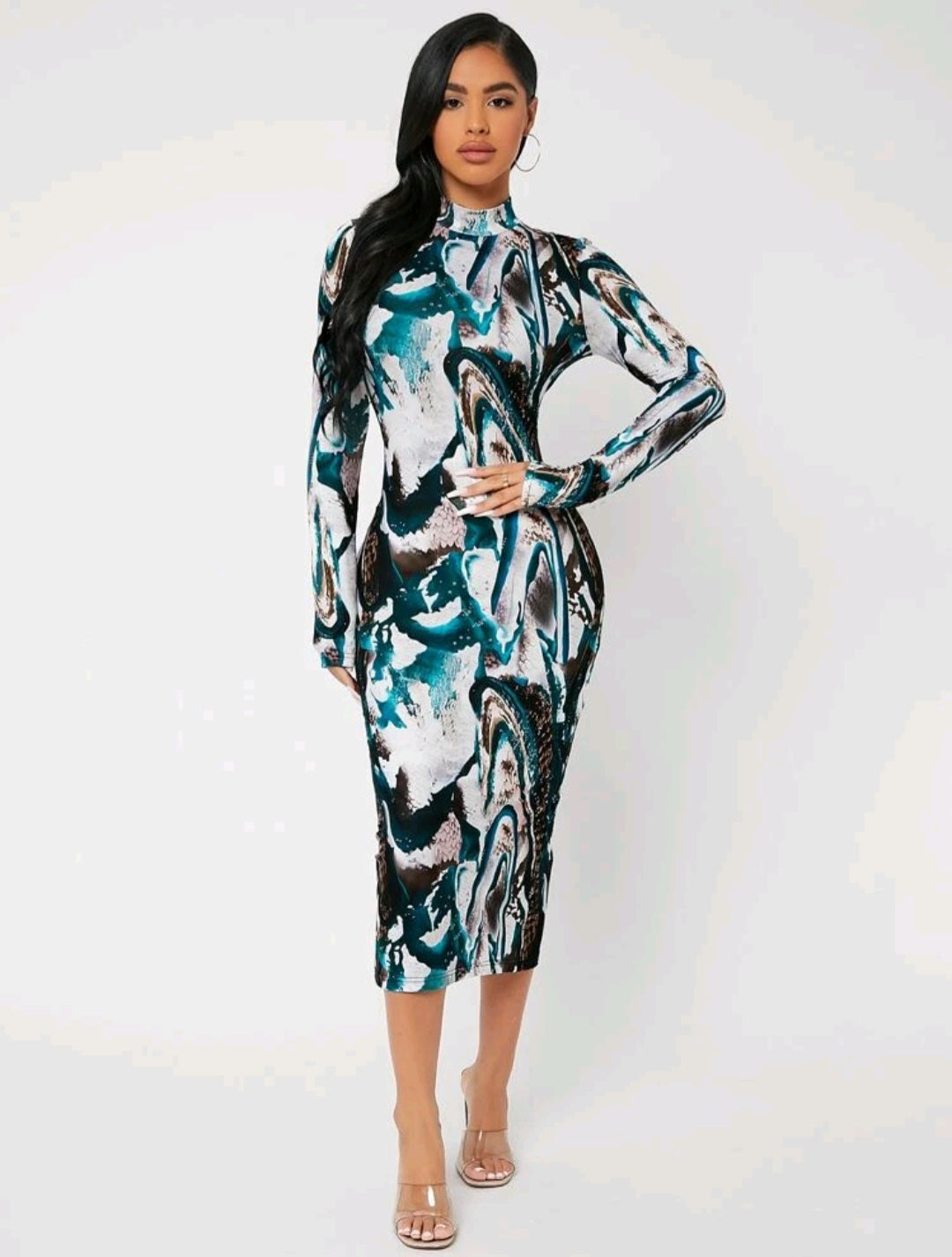 Marble Turquoise Print Dress