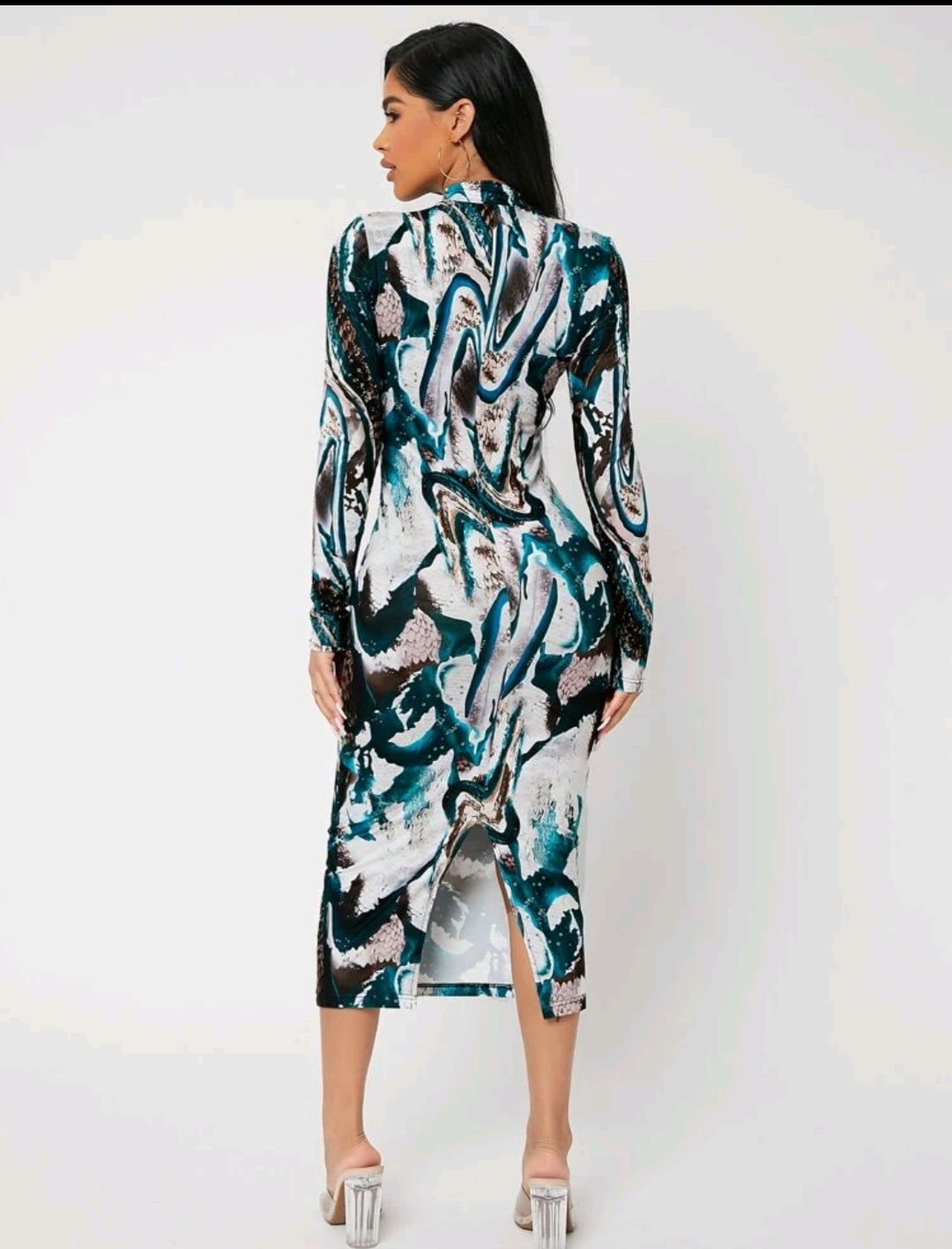 Marble Turquoise Print Dress