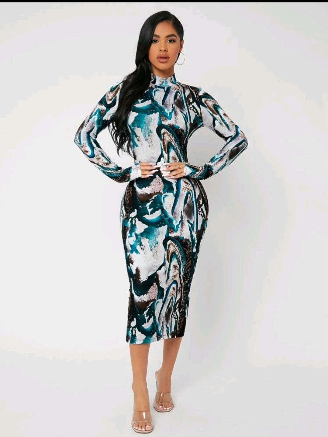 Marble Turquoise Print Dress