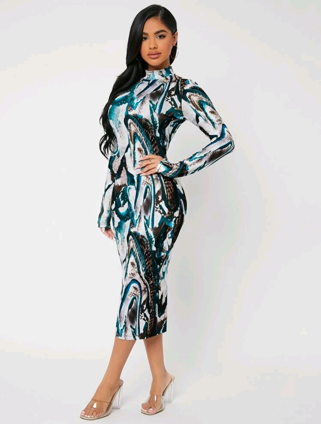 Marble Turquoise Print Dress