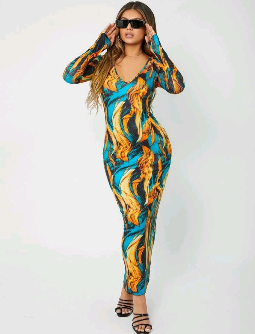 Marble Print Bodycon Dress