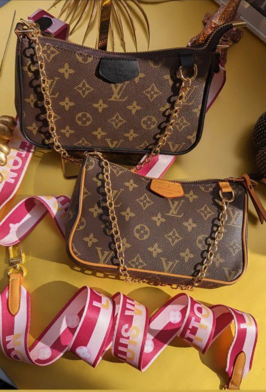 LV CROSSBODY + PINK STRAP