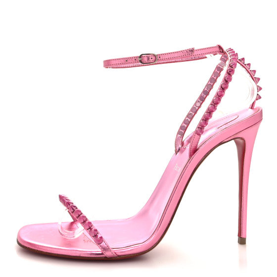 C.LOUBOUTIN - So Me Spike Leather Metallic Pink - 10 cm