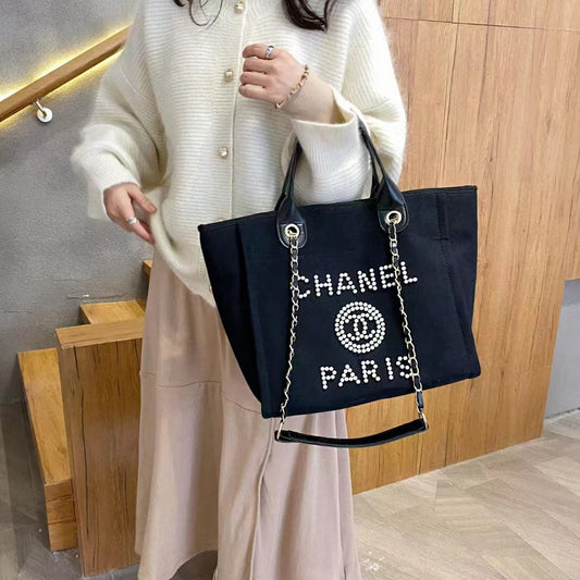 CHANEL VINTAGE CANVAS - BLACK