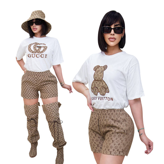 INSPIRED 2PC Short Set -BROWN