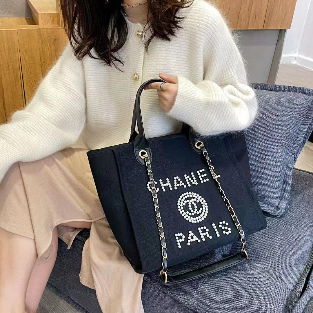 CHANEL VINTAGE CANVAS - BLACK