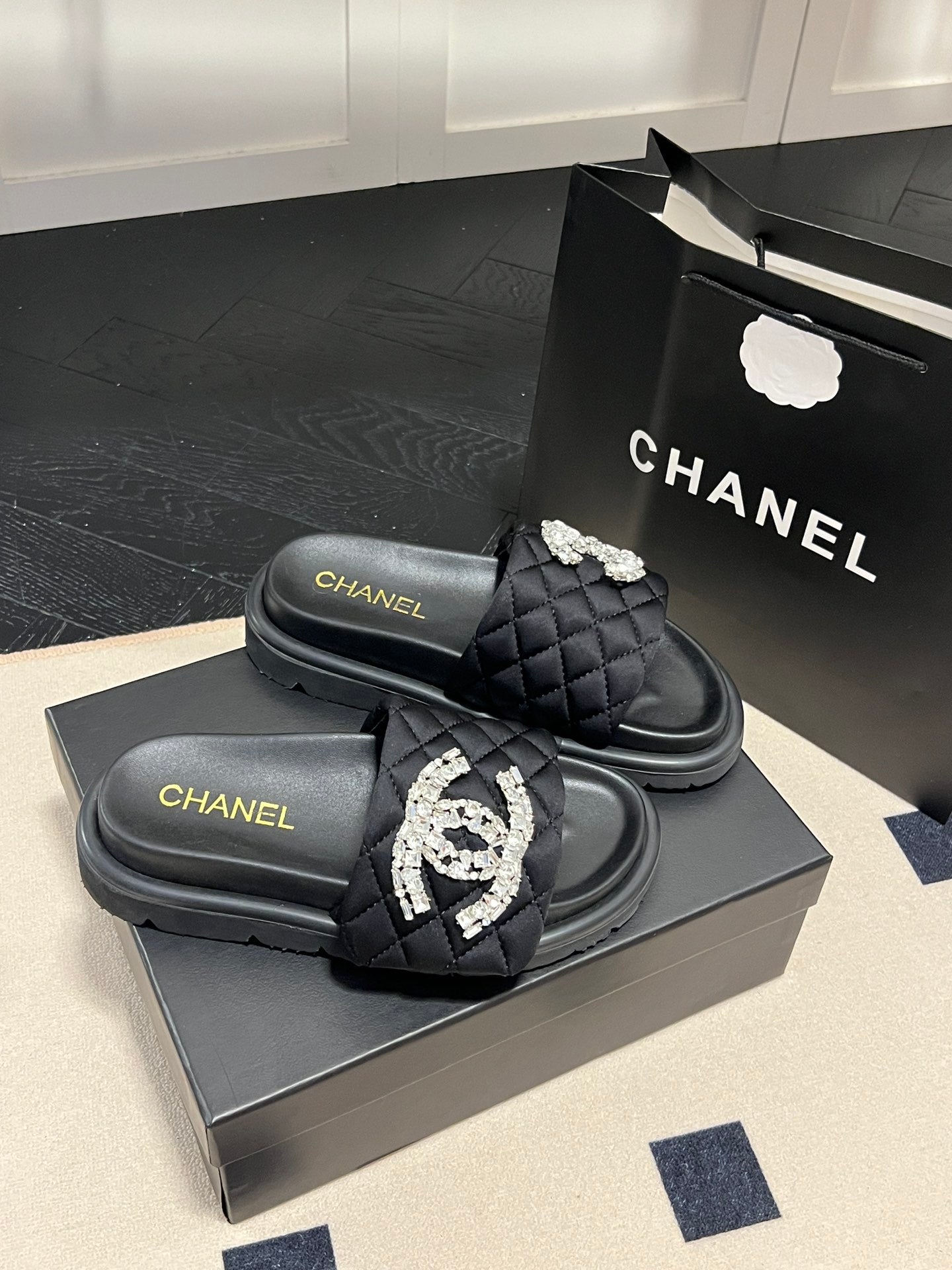 CHANEL  RHINESTONE - BLACK