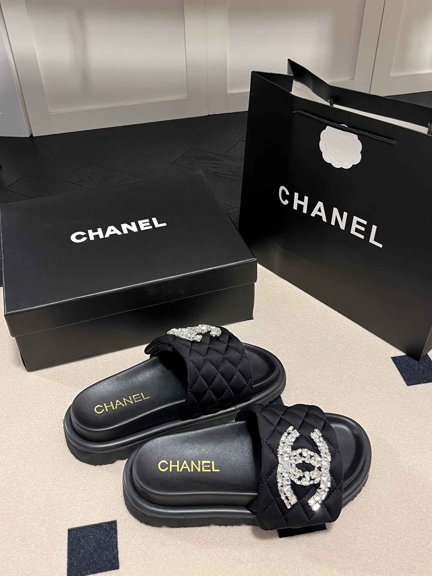 CHANEL  RHINESTONE - BLACK