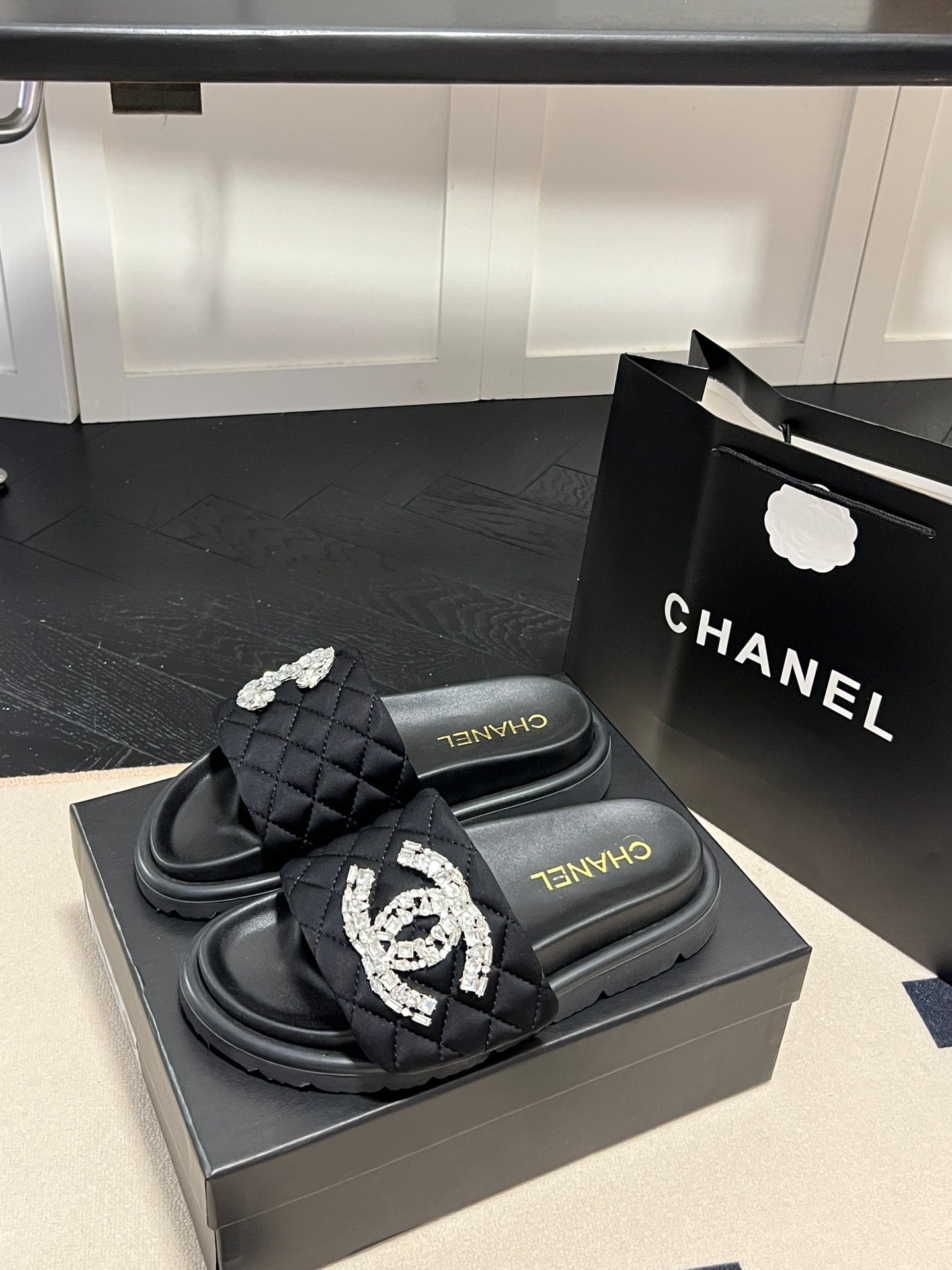 CHANEL  RHINESTONE - BLACK