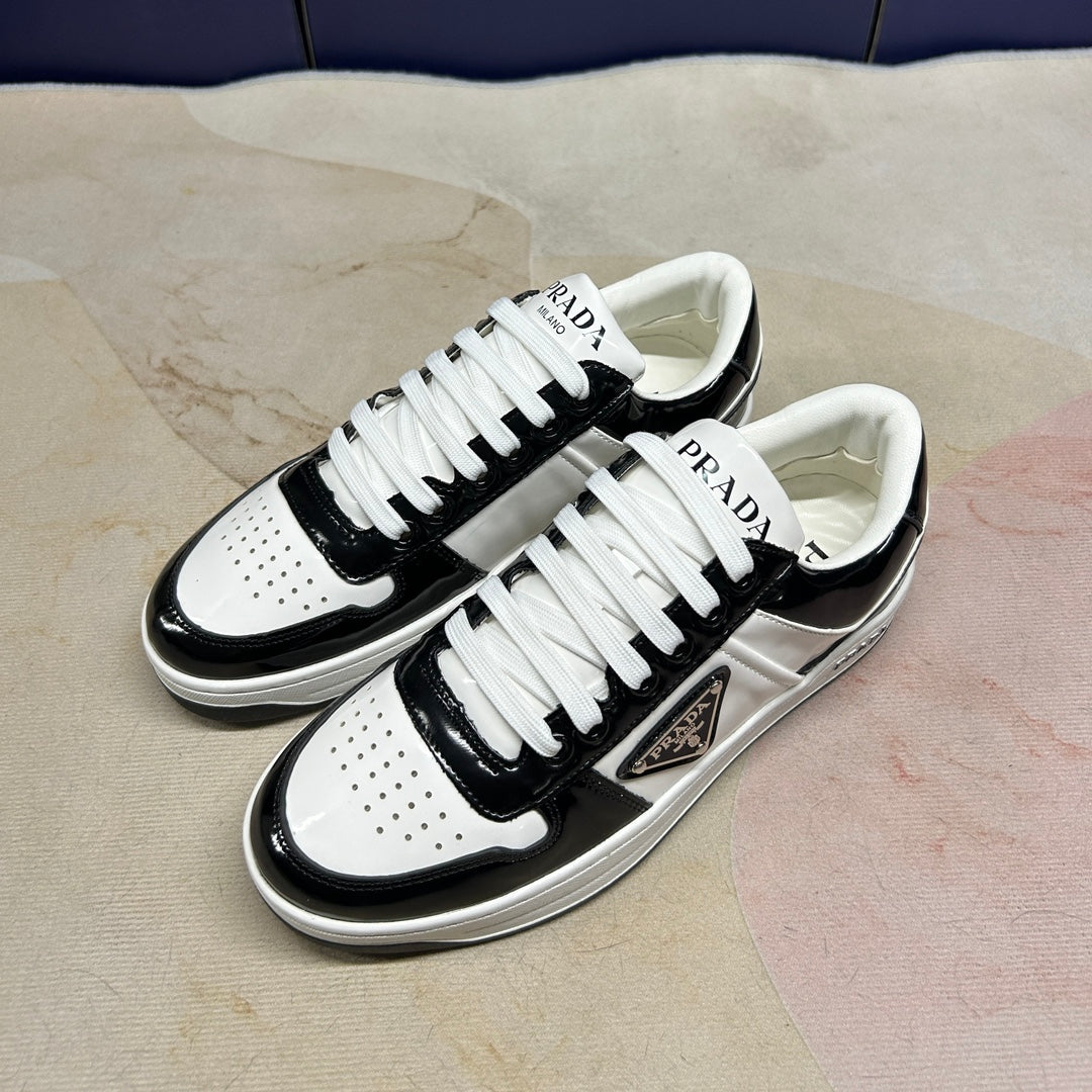 PRADA Downtown Patent Leather Low-Top Sneakers