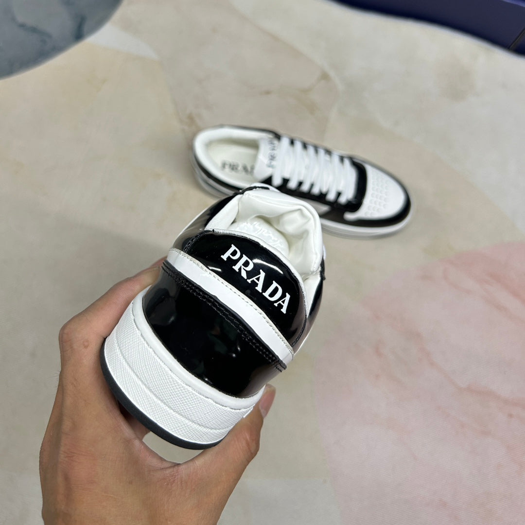 PRADA Downtown Patent Leather Low-Top Sneakers