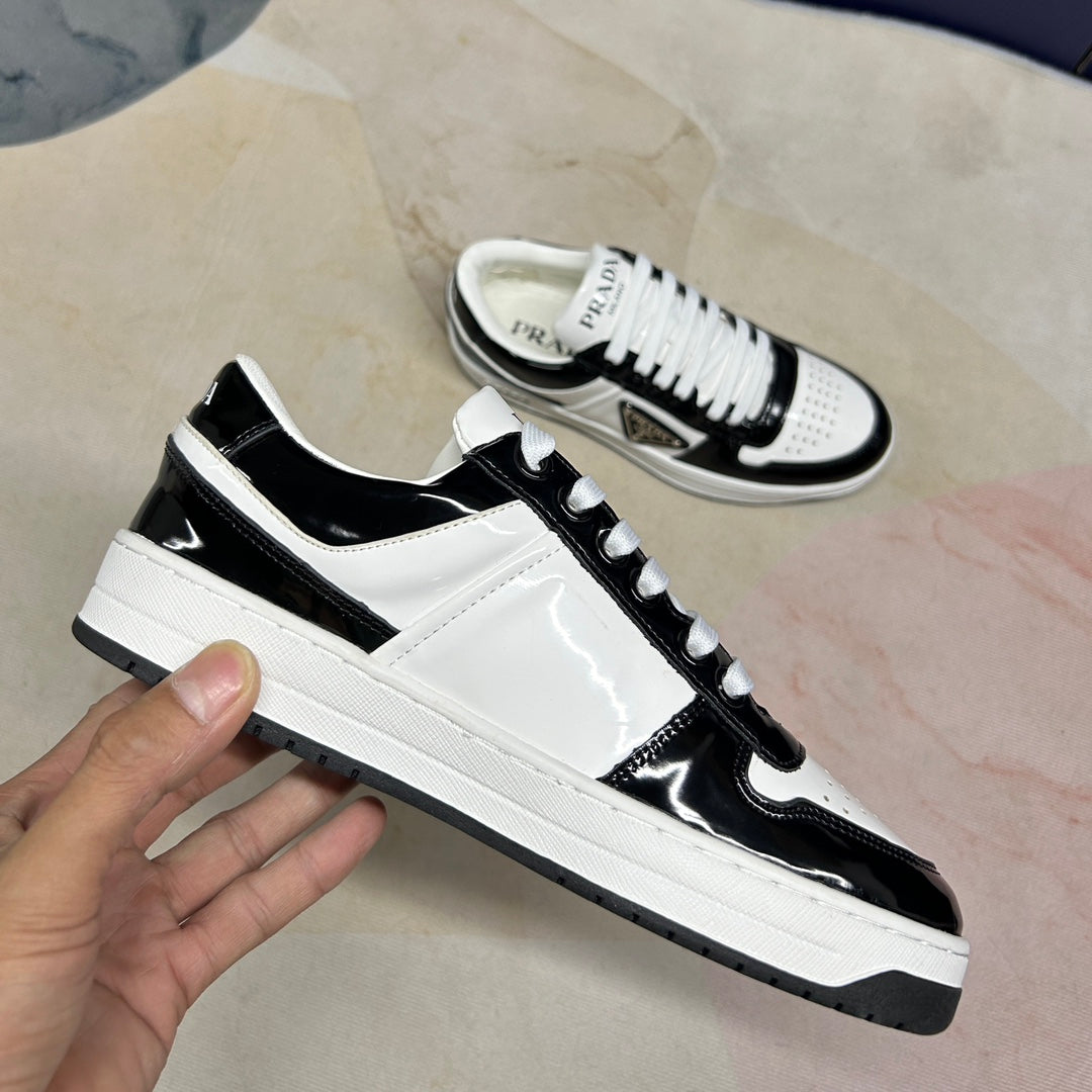 PRADA Downtown Patent Leather Low-Top Sneakers