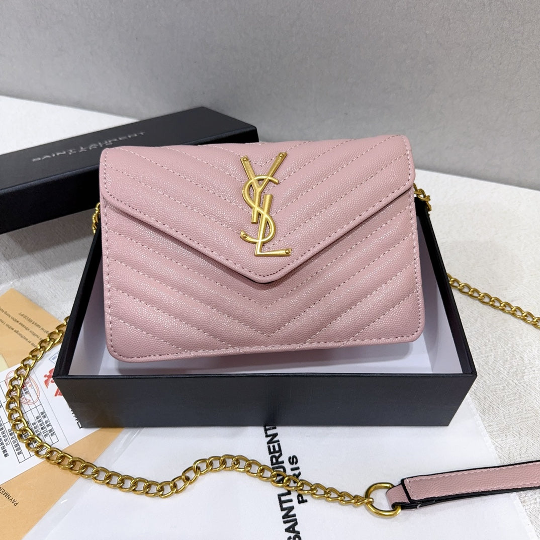 YSL MATELASSE Envelope - Pink