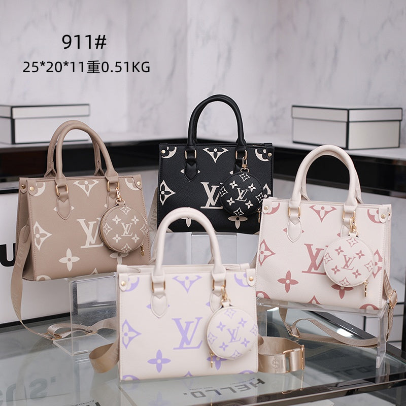 LV TOTE - Beige / Pink Print