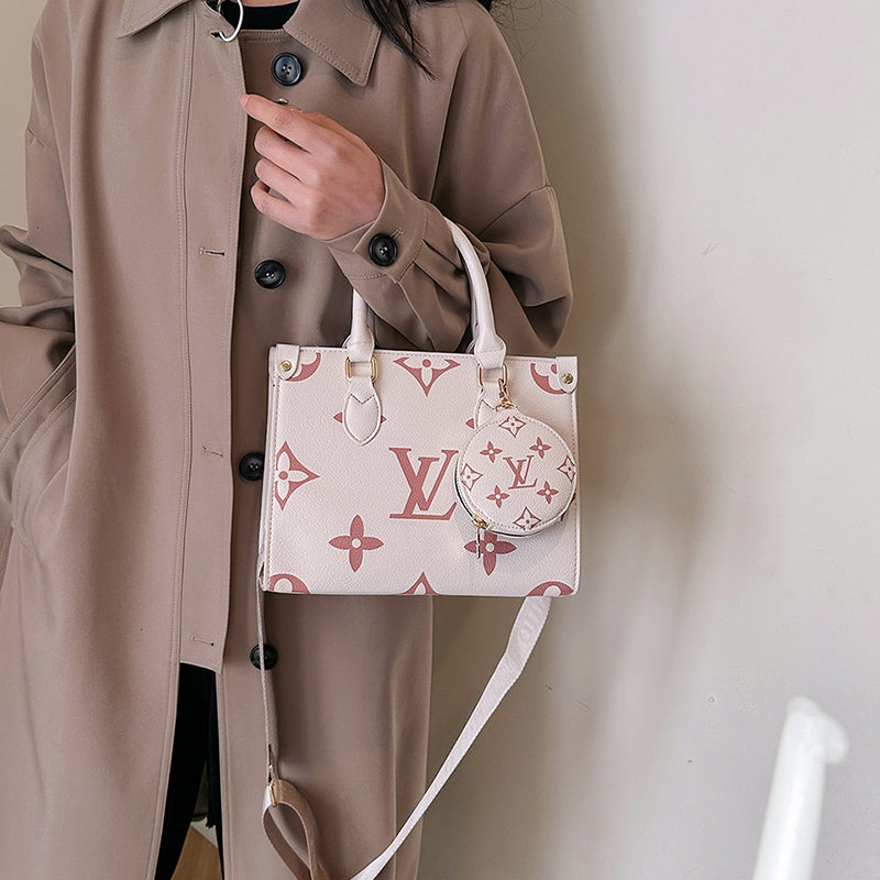 LV TOTE - Beige / Pink Print