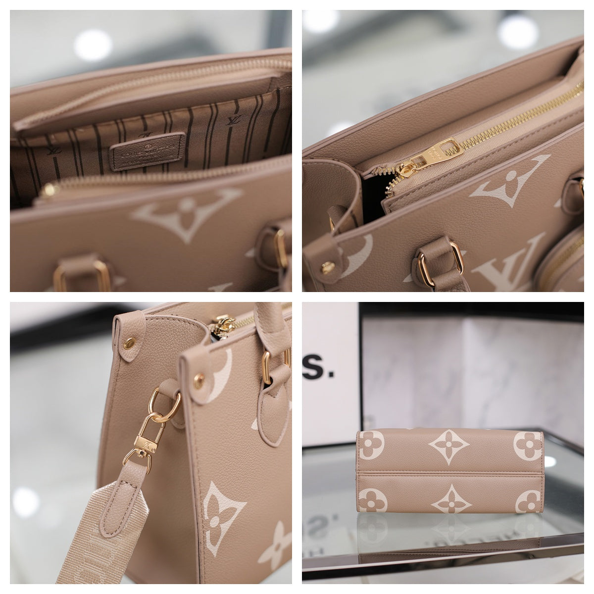 LV TOTE - Beige / Pink Print