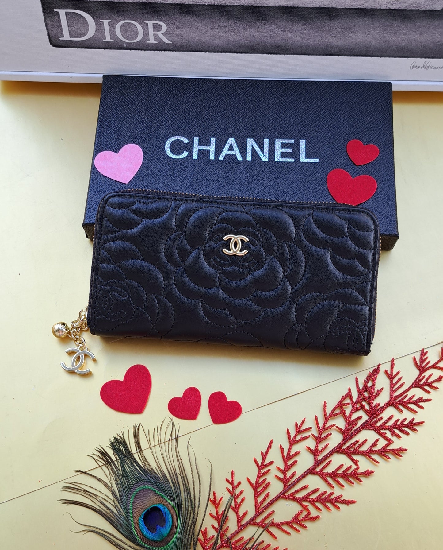 Luxury CC Flower Wallets _ Black