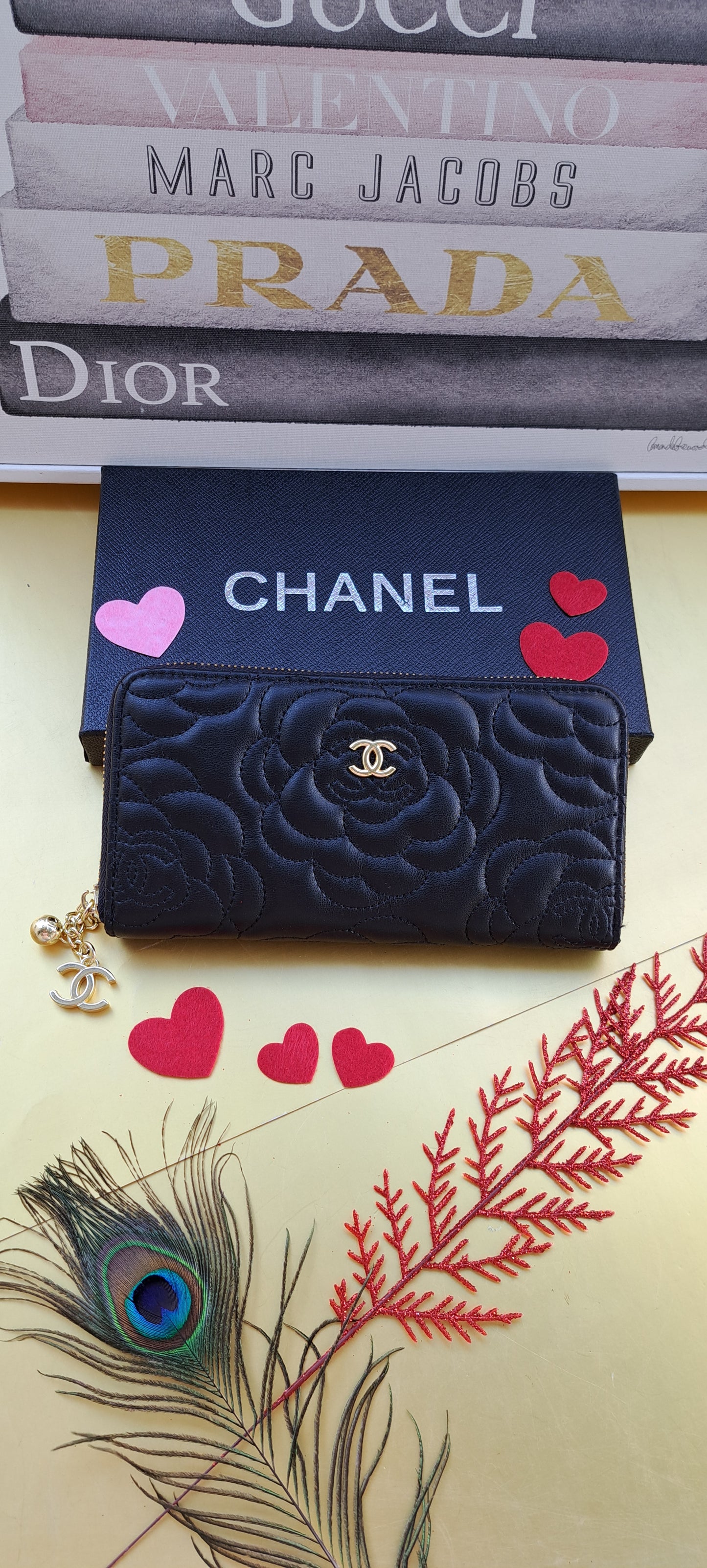 Luxury CC Flower Wallets _ Black