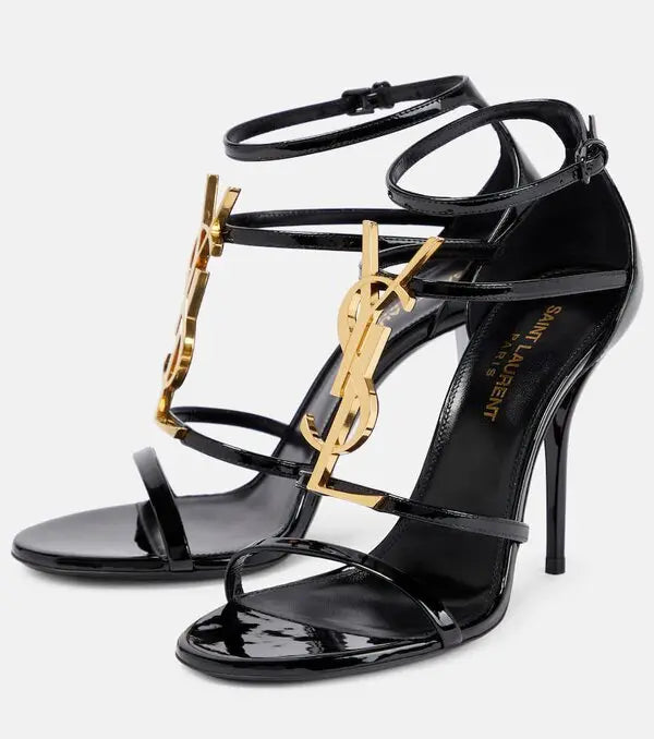 YSL Cassandra Heels - Gold Logo