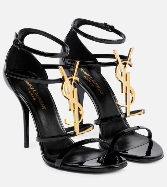 YSL Cassandra Heels - Gold Logo