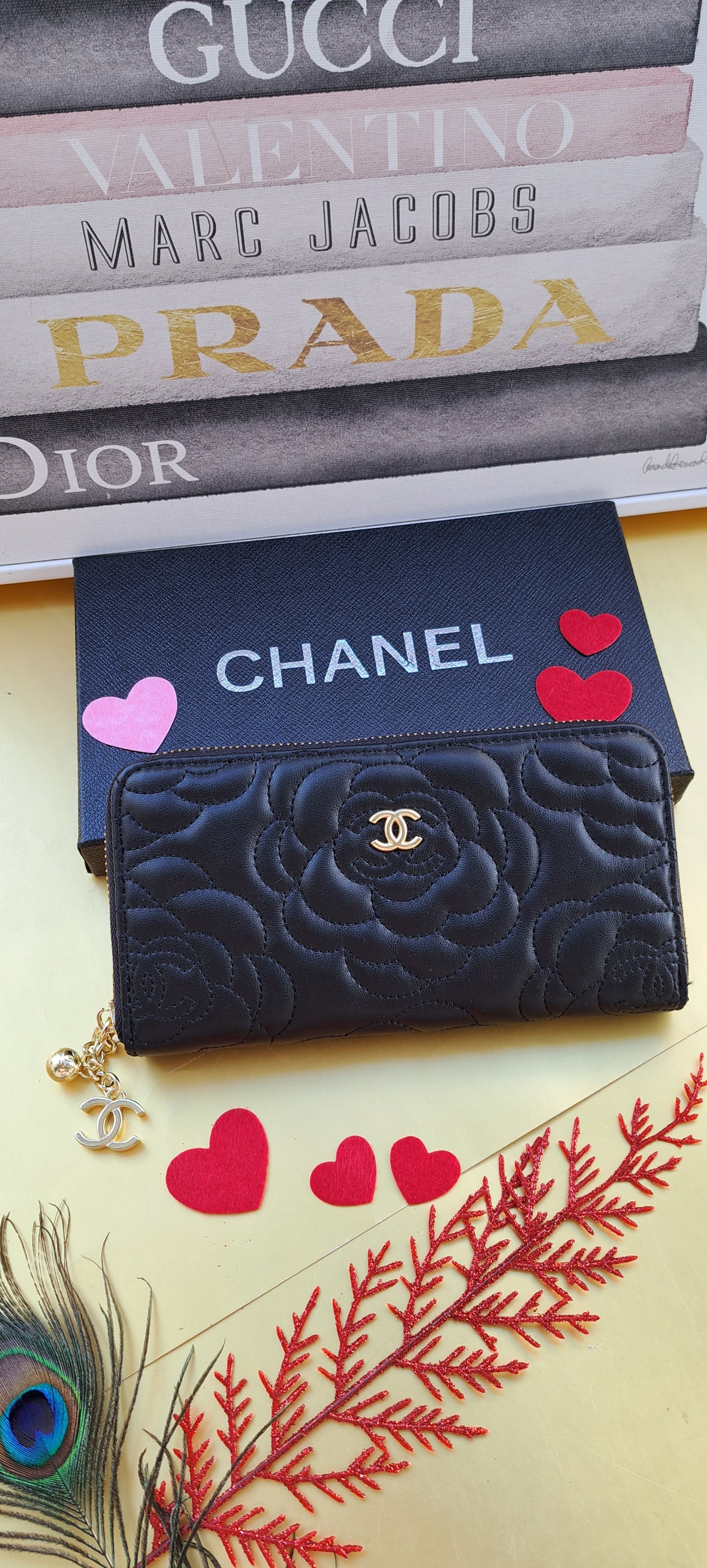 Luxury CC Flower Wallets _ Black